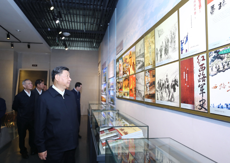 8月19日至22日，中共中央總書記、國家主席、中央軍委主席習近平在甘肅考察。這是20日上午，習近平在張掖市高臺縣參觀中國工農紅軍西路軍紀念館。